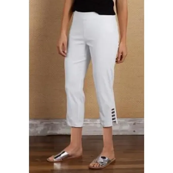 NWT Soft Surroundings Super Stretch Lattice Capri Pull On Pants Wht Plus Size 1X - Picture 3 of 13